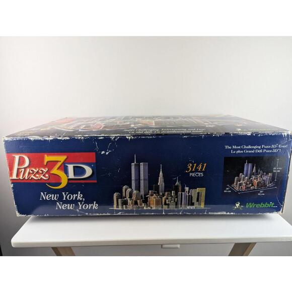 Wrebbit Puzz 3D New York New York 3141 Piece Twin Towers Puzzle Open Box Vintage - Picture 5 of 8